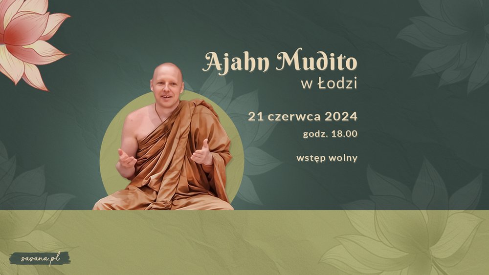 mnich buddyjski i zaproszenie na wydarzenie